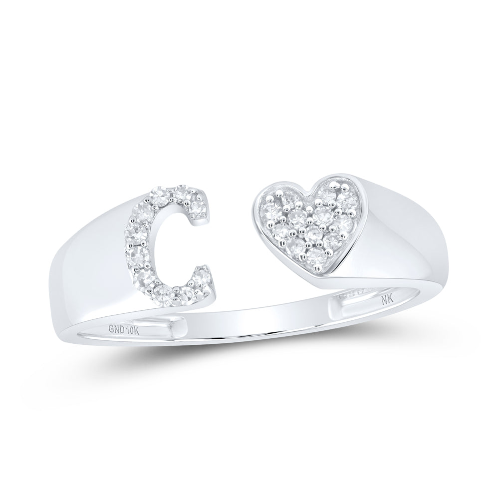 1/10Ctw-Dia Nk Gift Initial "C" Ladies Heart Ring (1.58 grams)