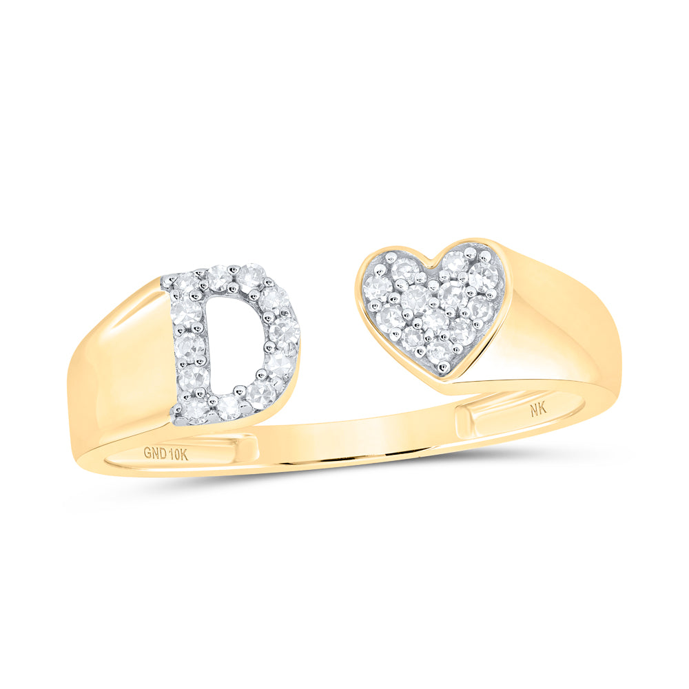 1/8Ctw-Dia Nk Gift Initial "D" Ladies Heart Ring (1.51 grams)