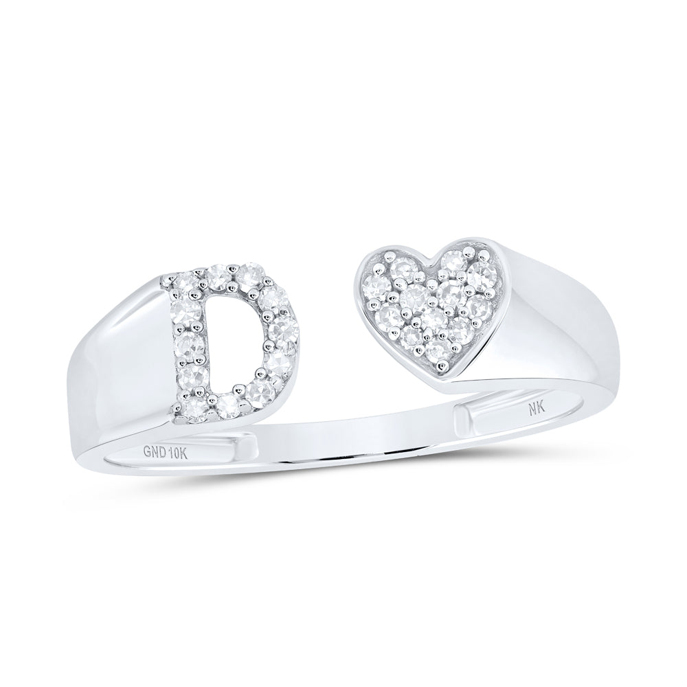 1/8Ctw-Dia Nk Gift Initial "D" Ladies Heart Ring (1.51 grams)