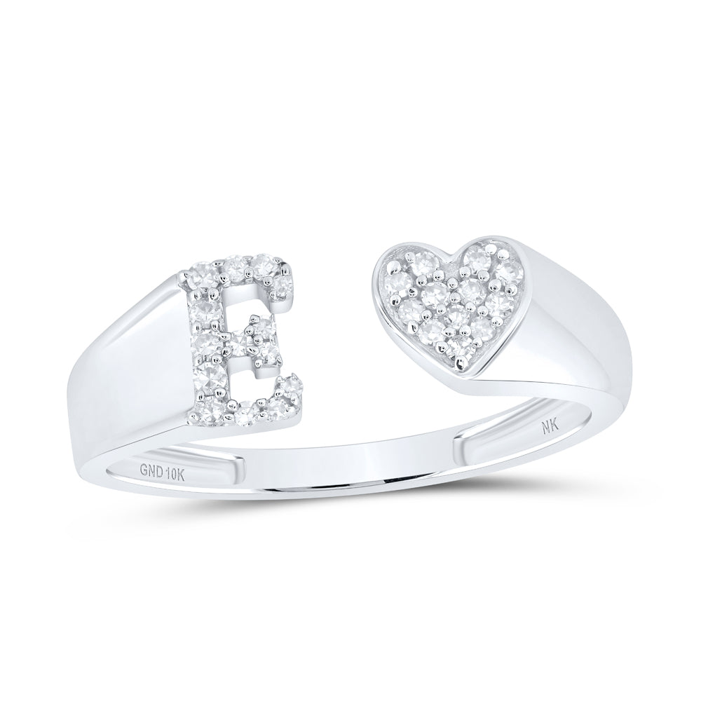 1/10Ctw-Dia Nk Gift Initial "E" Ladies Heart Ring (1.65 grams)
