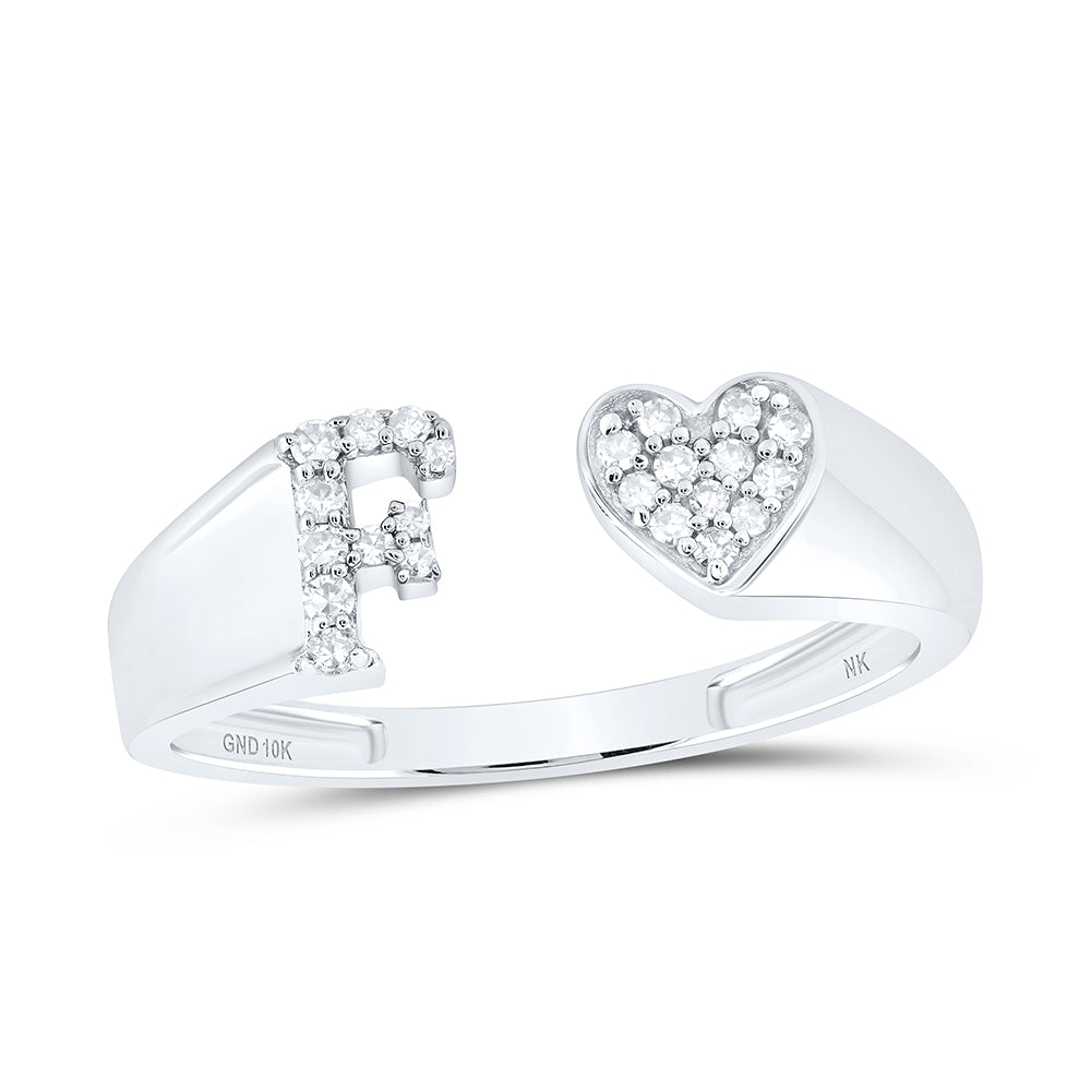1/10Ctw-Dia Nk Gift Initial "F" Ladies Heart Ring (1.66 grams)