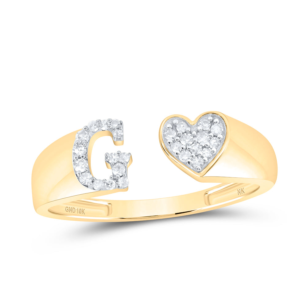 1/10Ctw-Dia Nk Gift Initial "G" Ladies Heart Ring (1.57 grams)