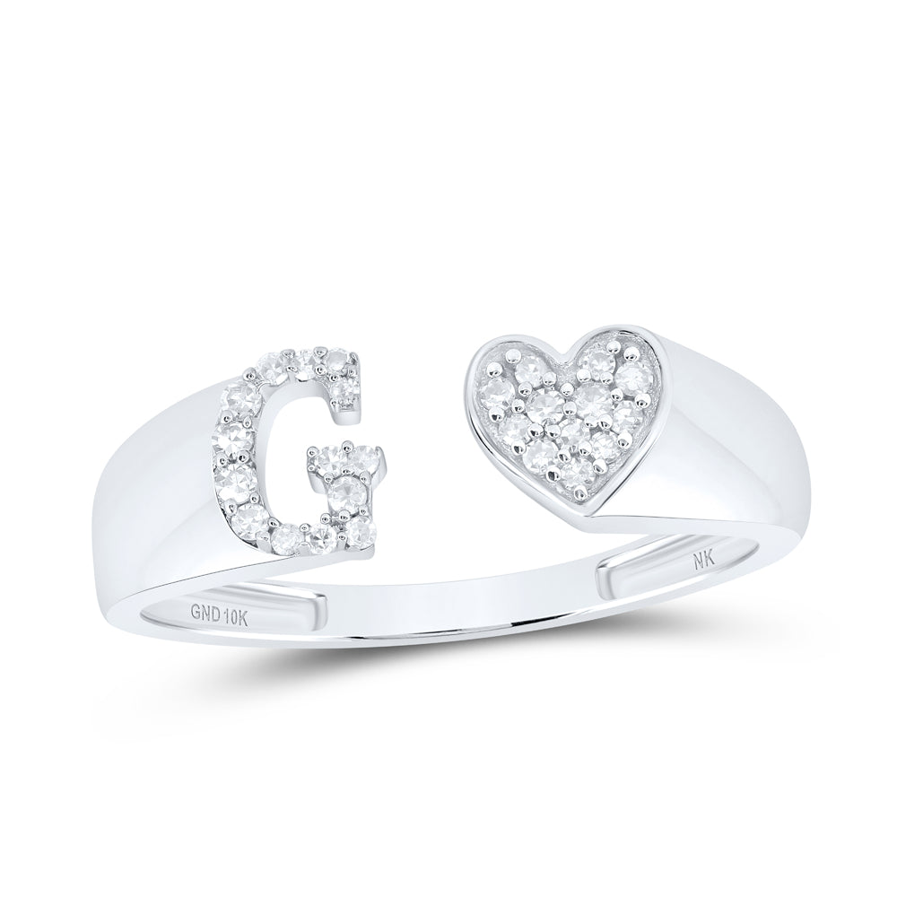 1/10Ctw-Dia Nk Gift Initial "G" Ladies Heart Ring (1.57 grams)