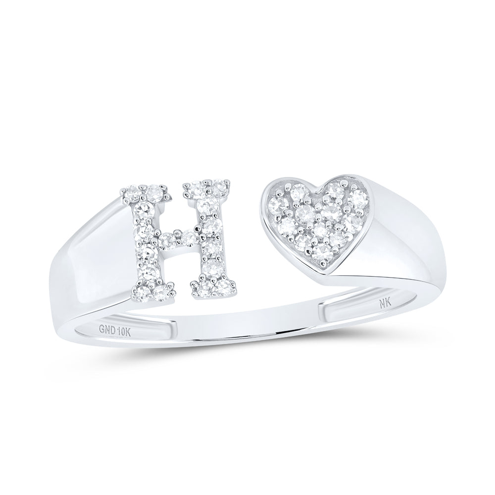 1/8Ctw-Dia Nk Gift Initial "H" Ladies Heart Ring (1.62 grams)