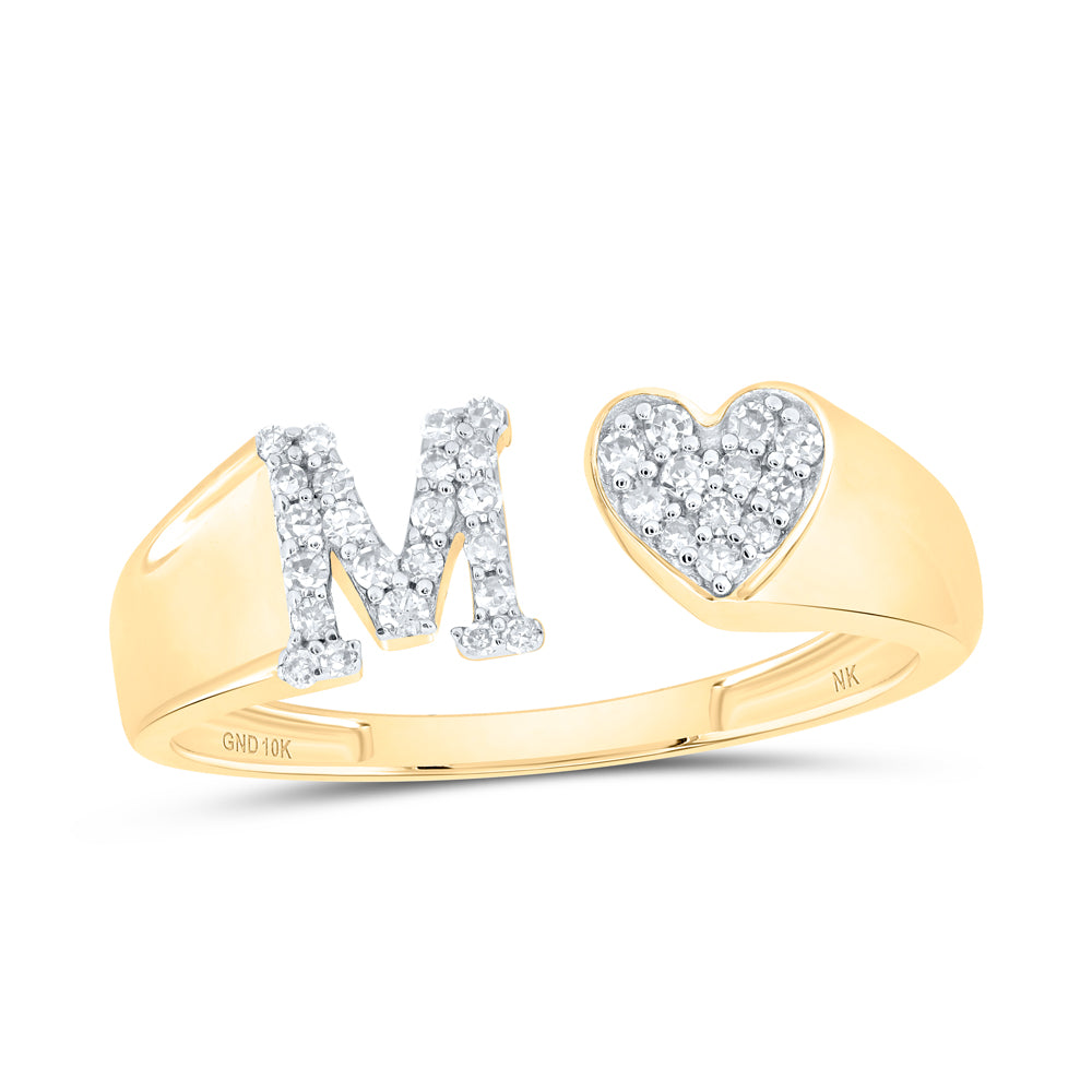 1/6Ctw-Dia Nk Gift Initial "M" Ladies Heart Ring (1.68 grams)