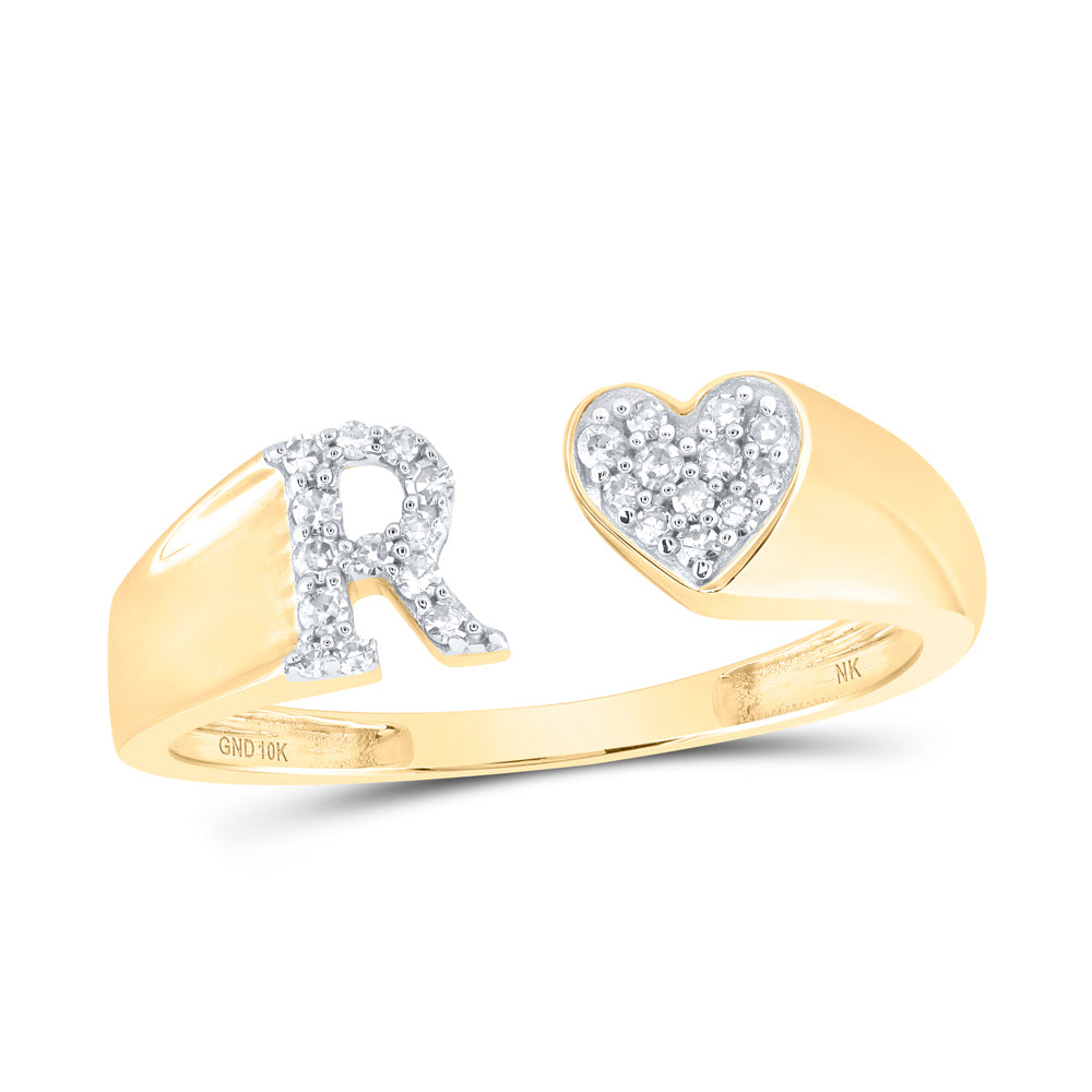 1/8Ctw-Dia Nk Gift Initial "R" Ladies Heart Ring (1.54 grams)