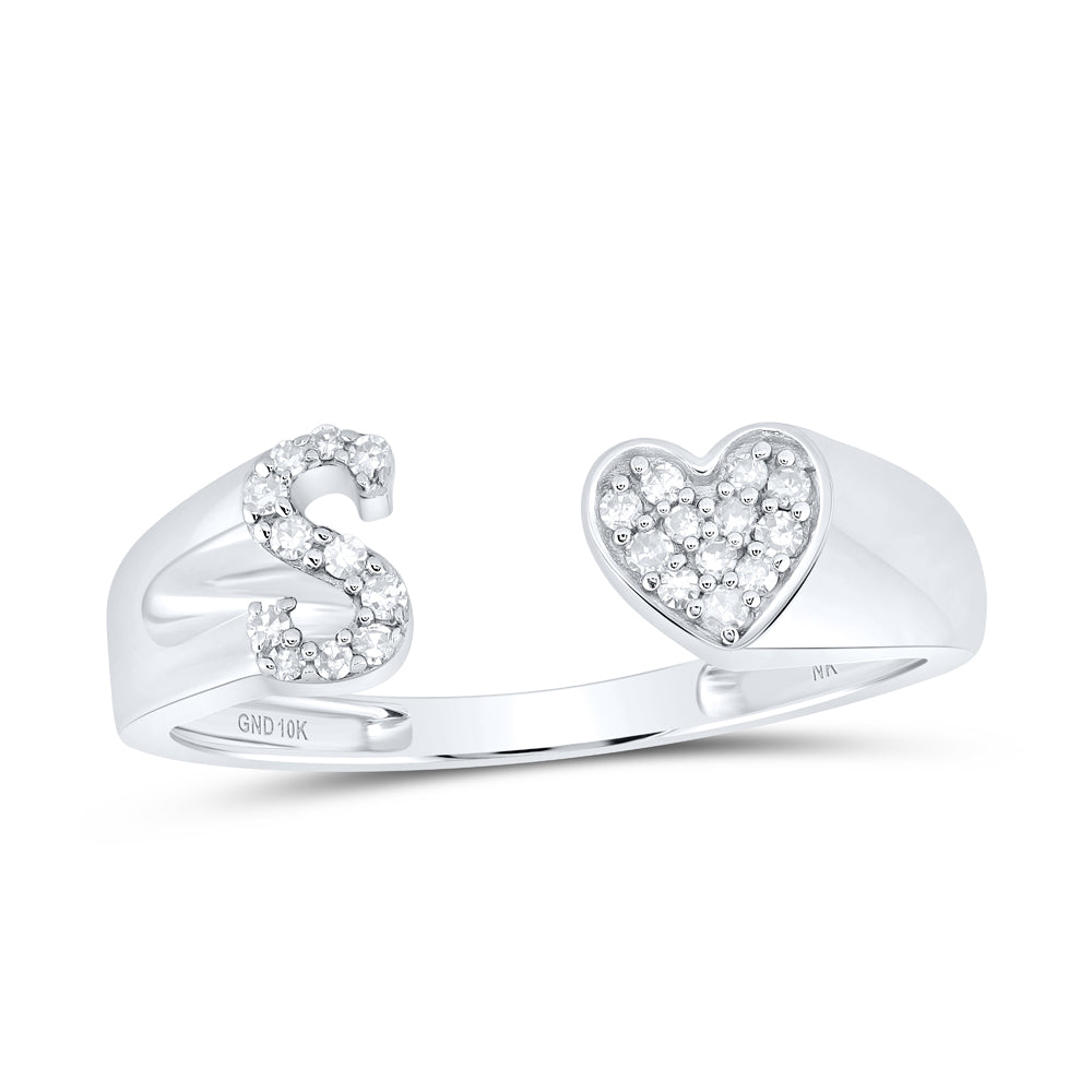 1/10Ctw-Dia Nk Gift Initial "S" Ladies Heart Ring (1.64 grams)