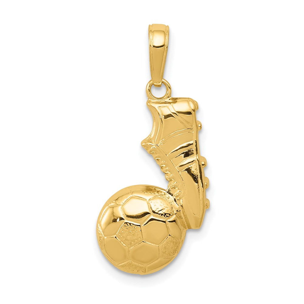 14k Yellow Gold 13 mm Soccer Ball and Shoe Pendant (1.79 grams)