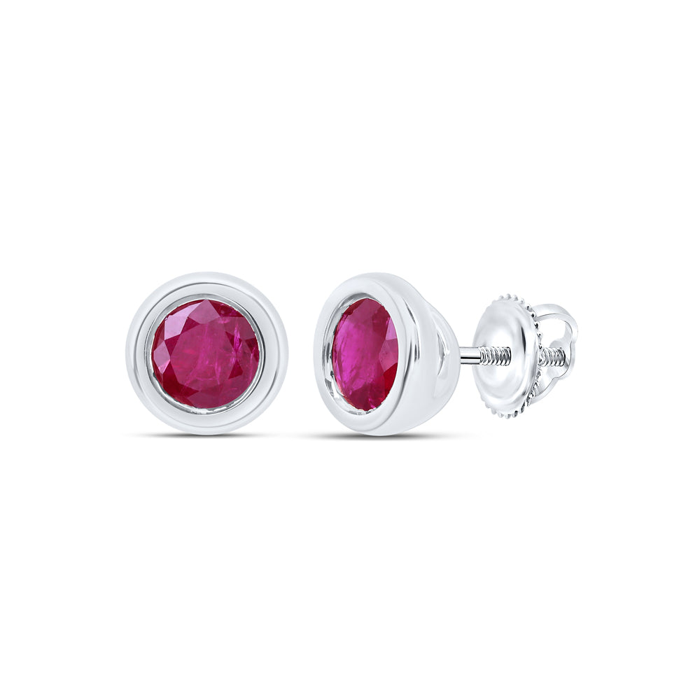 10Kt Gold 4 Mm-Dia Ruby-Rd Nat Gem Round Stud Earring