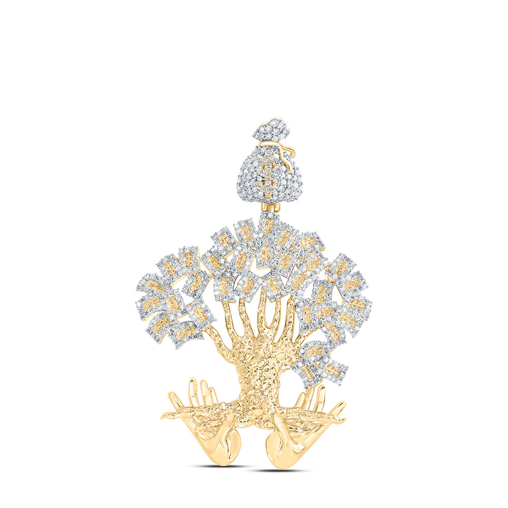 10Kt Gold 1 5/8Ctw-Dia Nk Money Tree Mens Charm