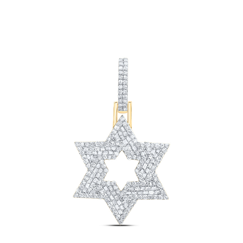 10Kt Gold 1 Ctw-Dia Nk Star Of David Men'S Charm