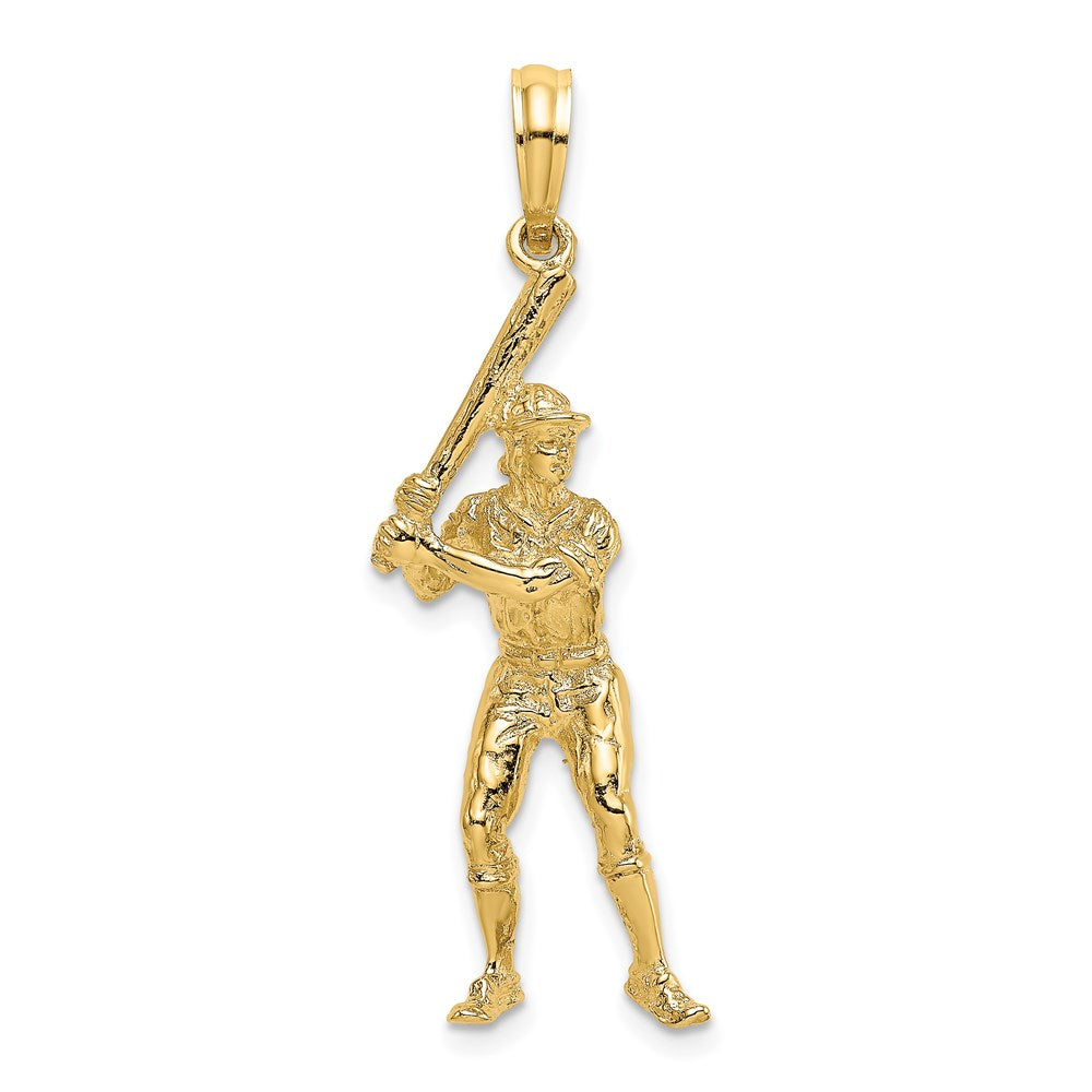 14k Yellow Gold 9.3 mm 3-D Baseball Player with Bat Charm (3.39 grams)