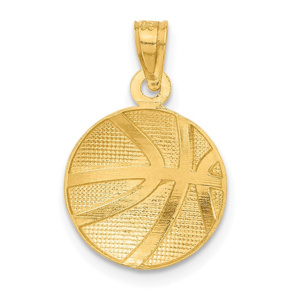 14k Yellow Gold 14 mm Basketball Pendant (1 grams)