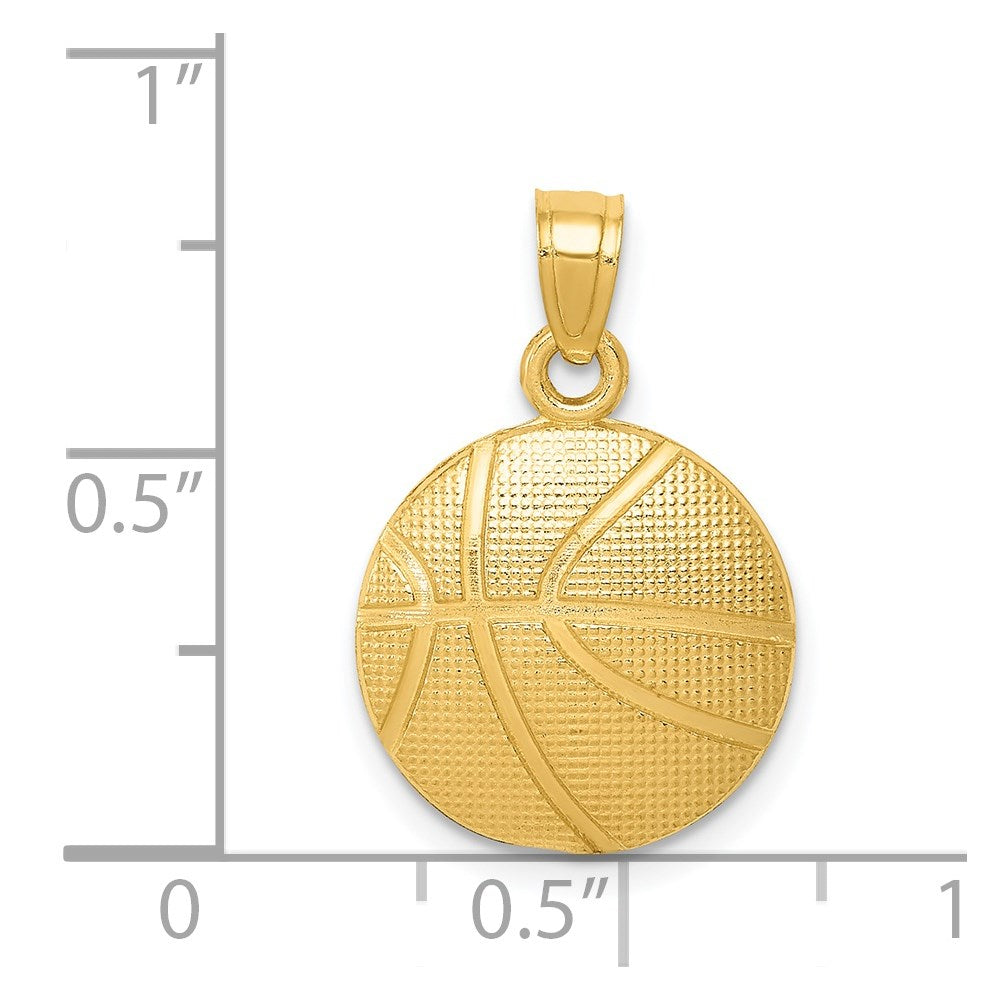 14k Yellow Gold 14 mm Basketball Pendant (1 grams)