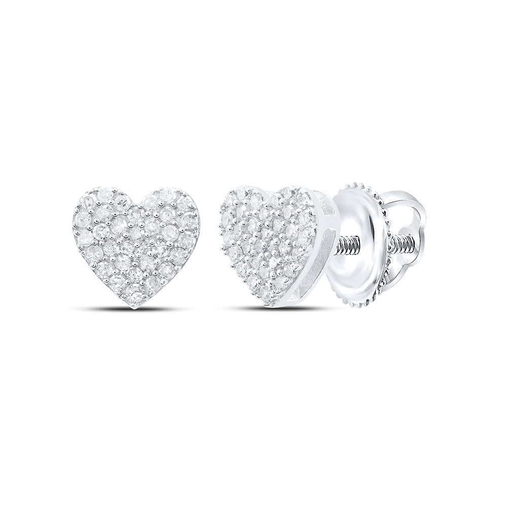 Sterling Silver 1/4Ctw-Dia P1 Gift Heart Stud Earring