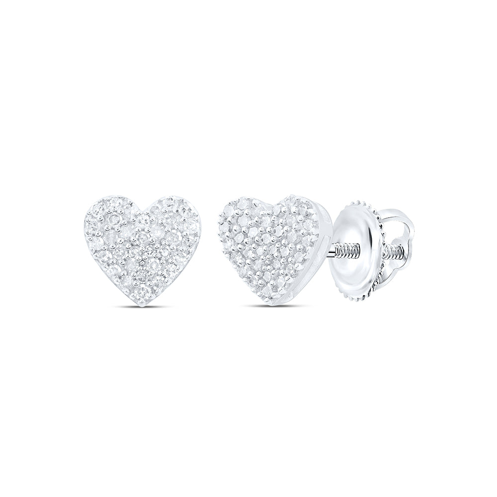 Sterling Silver 1/3Ctw-Dia P1 Gift Heart Stud Earring