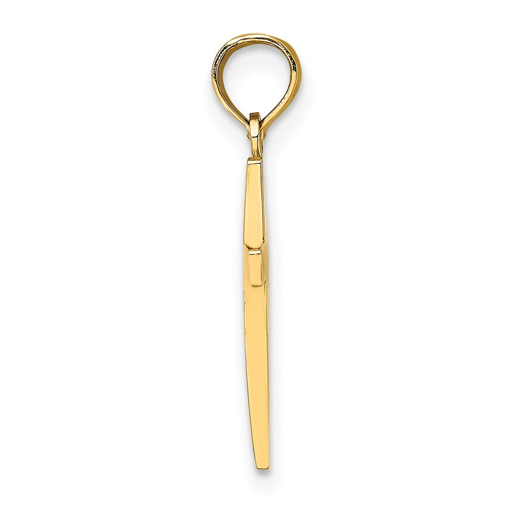 14k Yellow Gold 11 mm Beveled Cross Charm (0.86 grams)