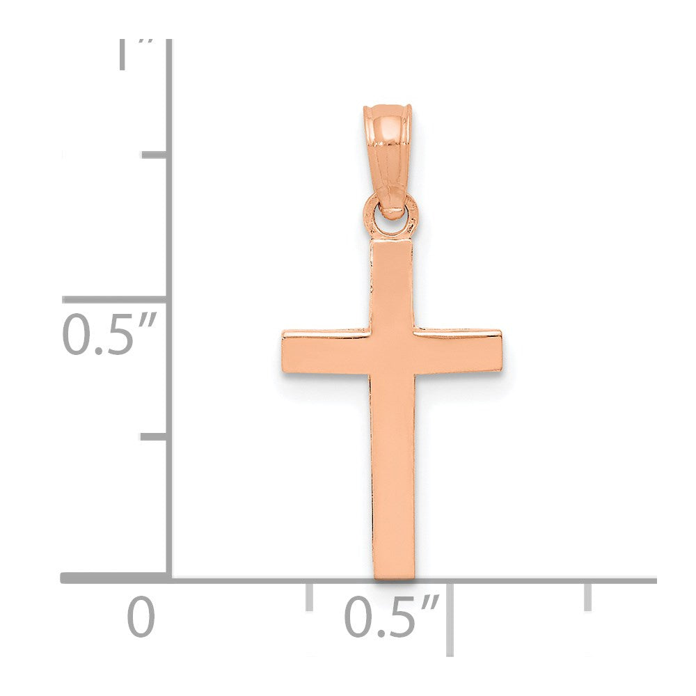 14k Rose Gold 11 mm Beveled Cross Charm (0.83 grams)