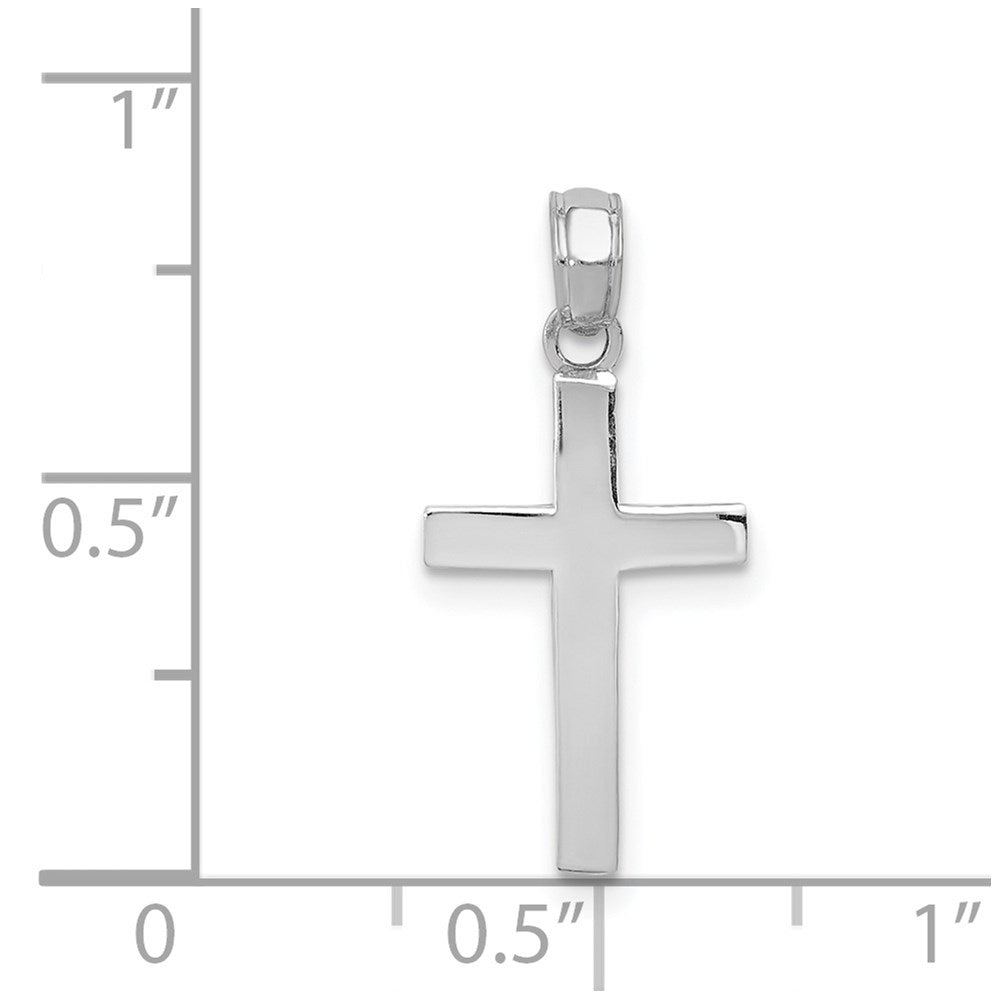 14k White Gold 11 mm Beveled Cross Charm (0.8 grams)