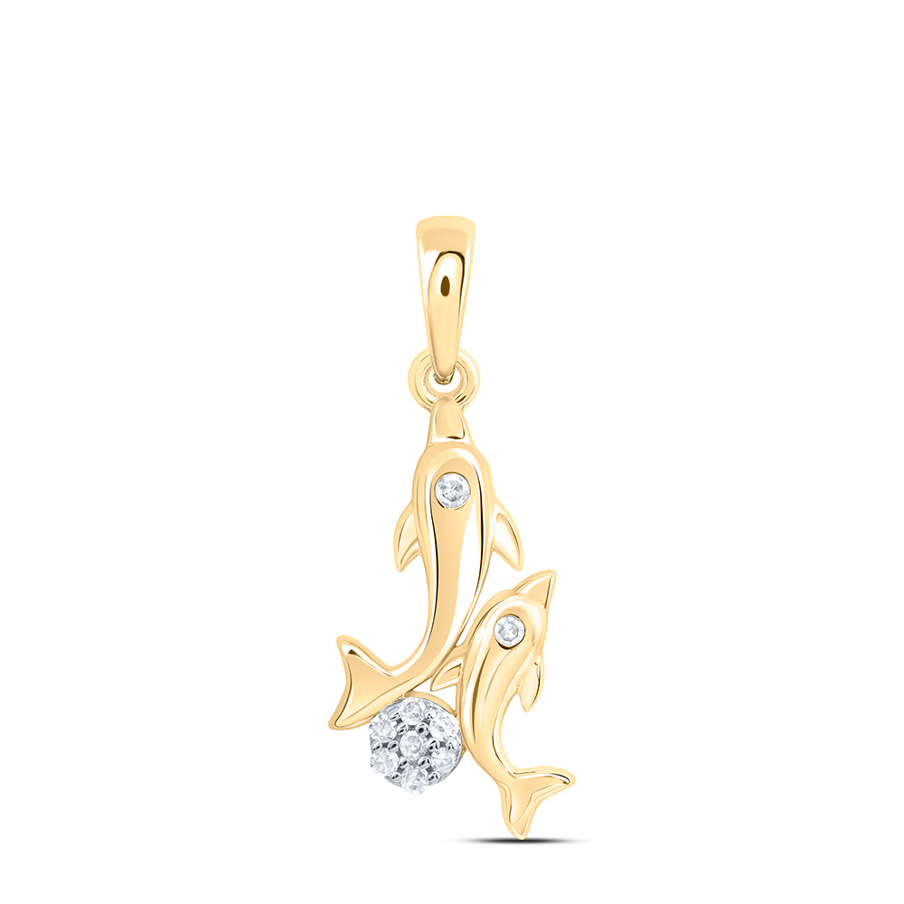 10Kt Gold 1/20Ctw-Dia Nk Gift Dolphin Pendant