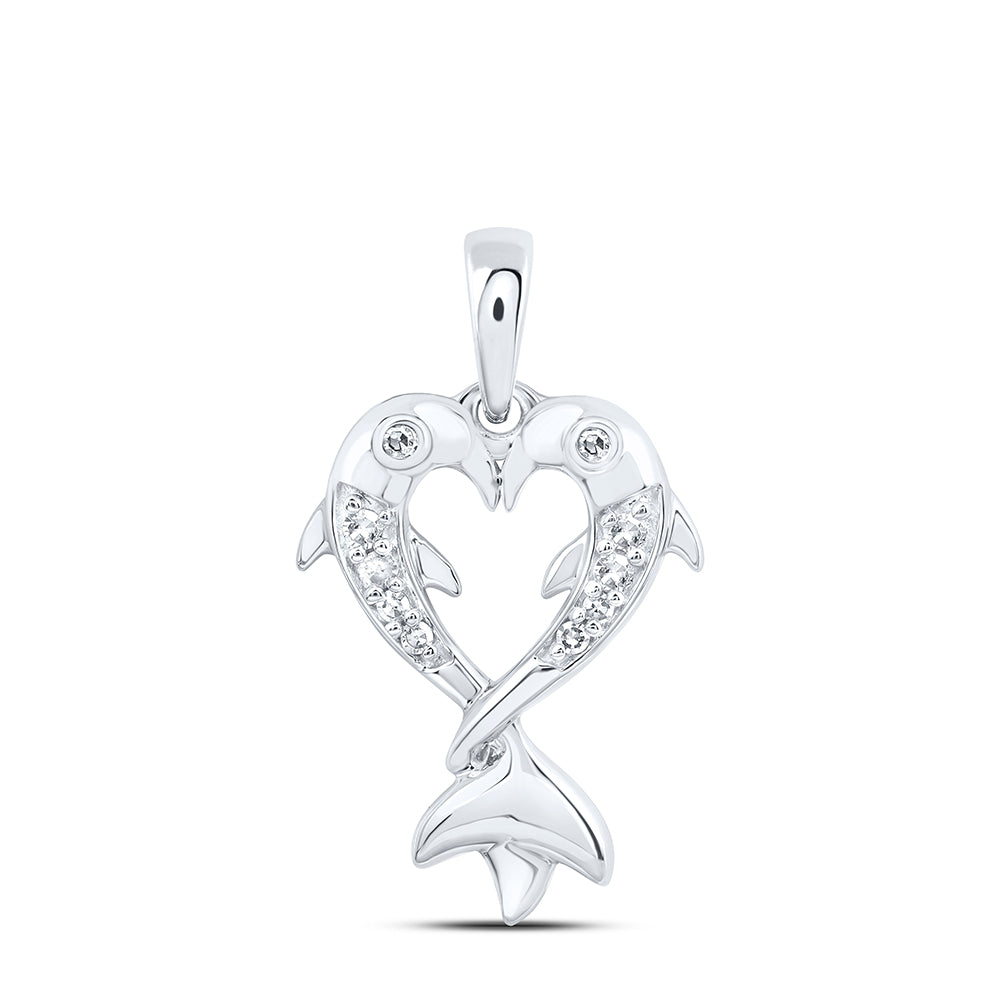 10Kt Gold 1/20Ctw-Dia Nk Gift Heart Dolphin Pendant