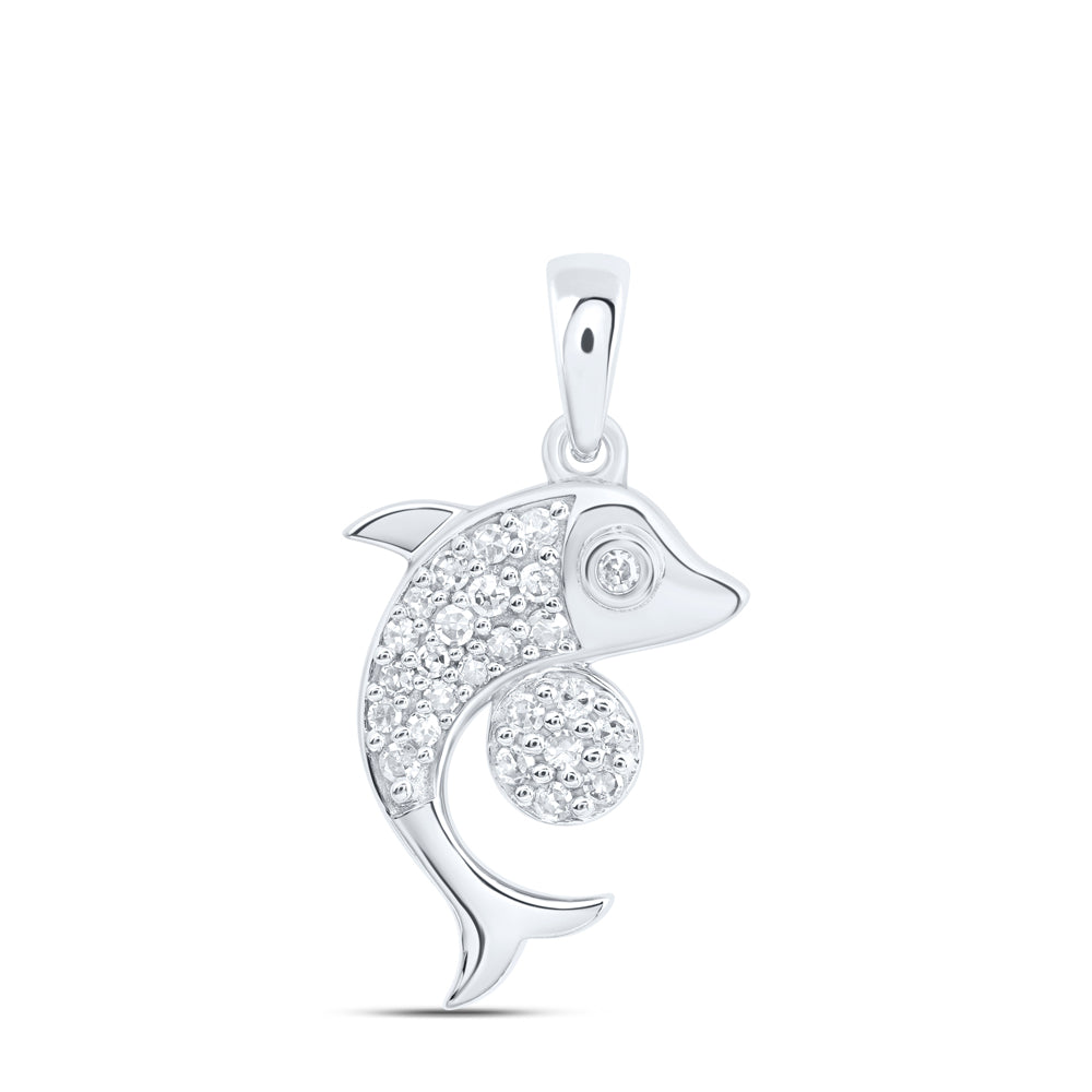 1/8Ctw-Nat Dia Nk Gift Dolphin Pendant (1.215 grams)