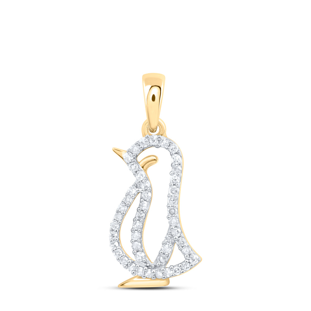 10Kt Gold 1/6Ctw-Dia Nk Gift Penguin Pendant