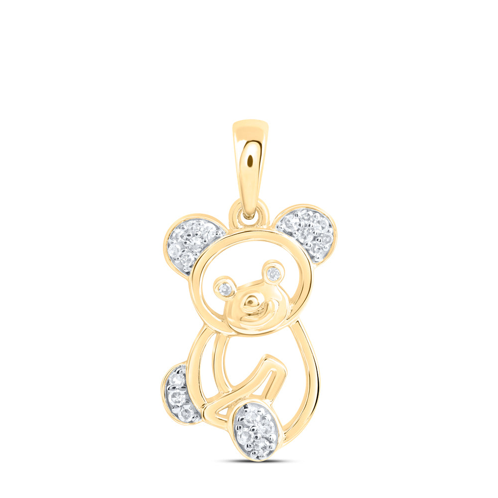 10Kt Gold 1/12Ctw-Dia Nk Gift Bear Pendant