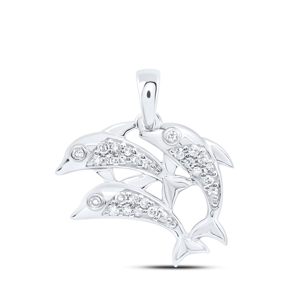 10Kt Gold 1/8Ctw-Dia Nk Gift Dolphin Pendant