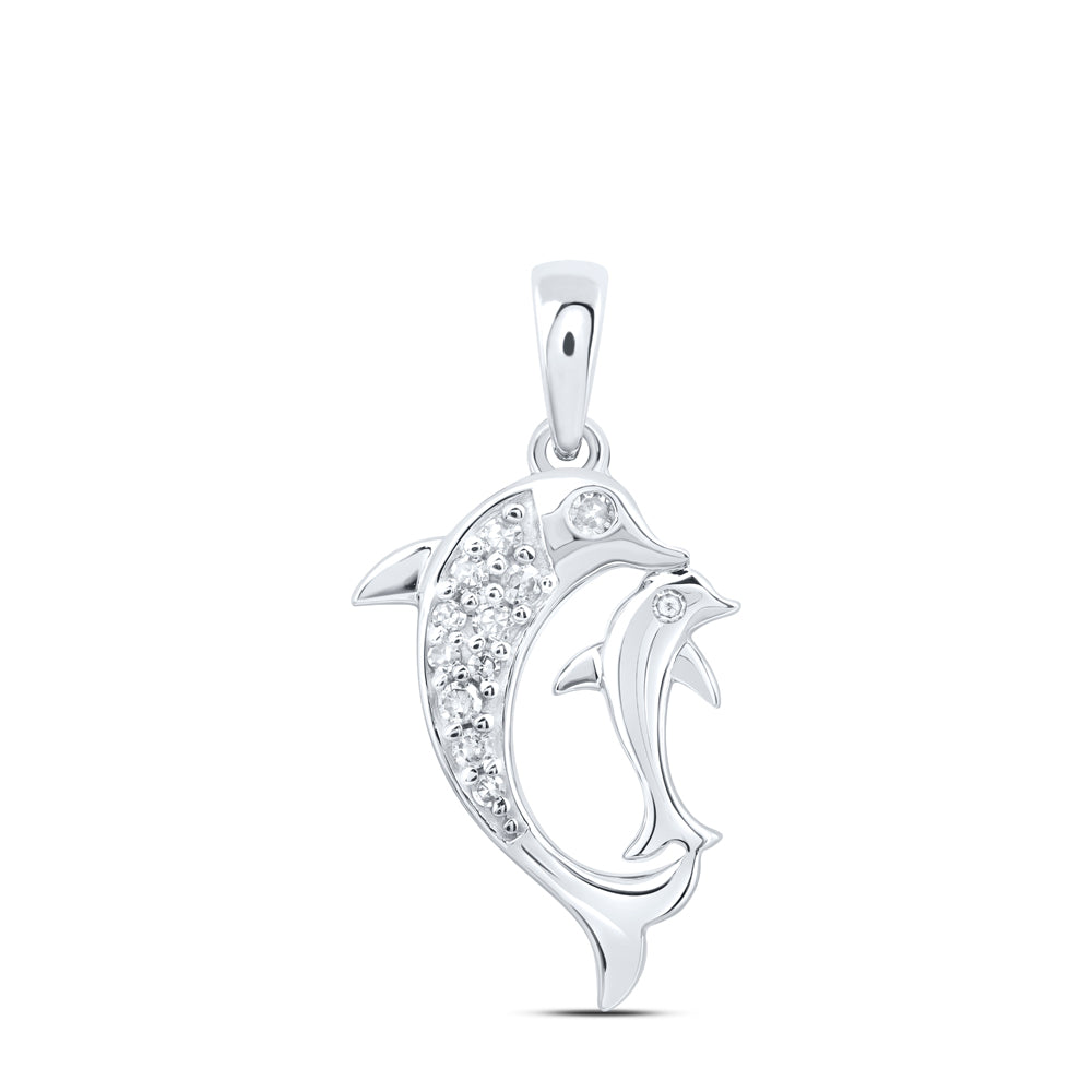 10Kt Gold 1/12Ctw-Dia Nk Gift Dolphin Pendant