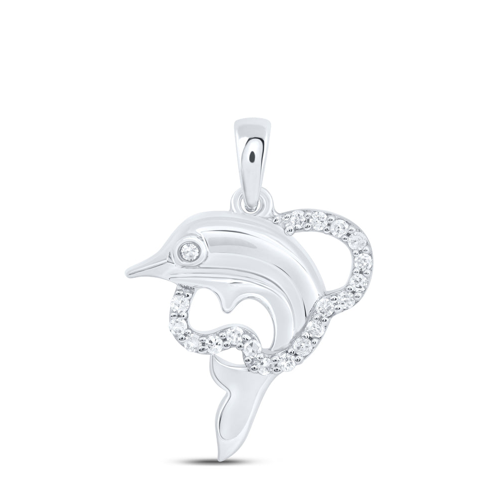 10Kt Gold 1/10Ctw-Dia Nk Gift Dolphin Pendant