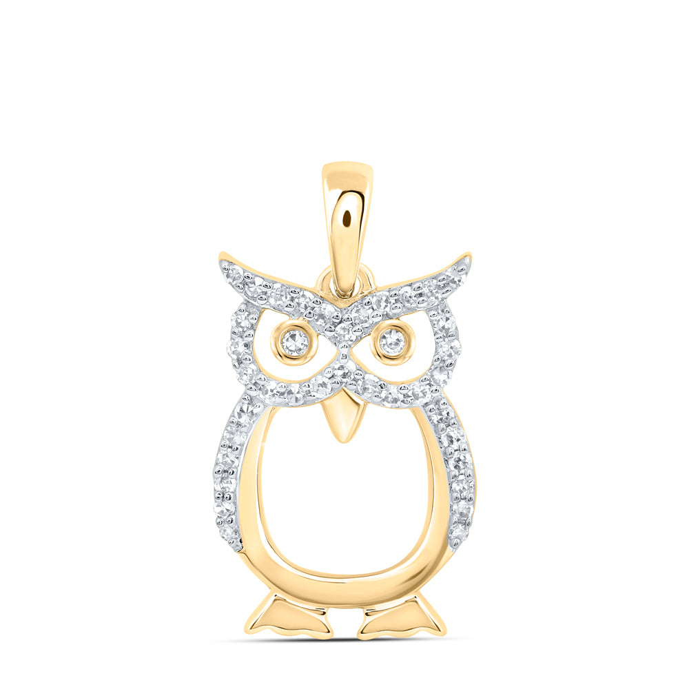 10Kt Gold 1/6Ctw-Dia Nk Gift Owl Pendant