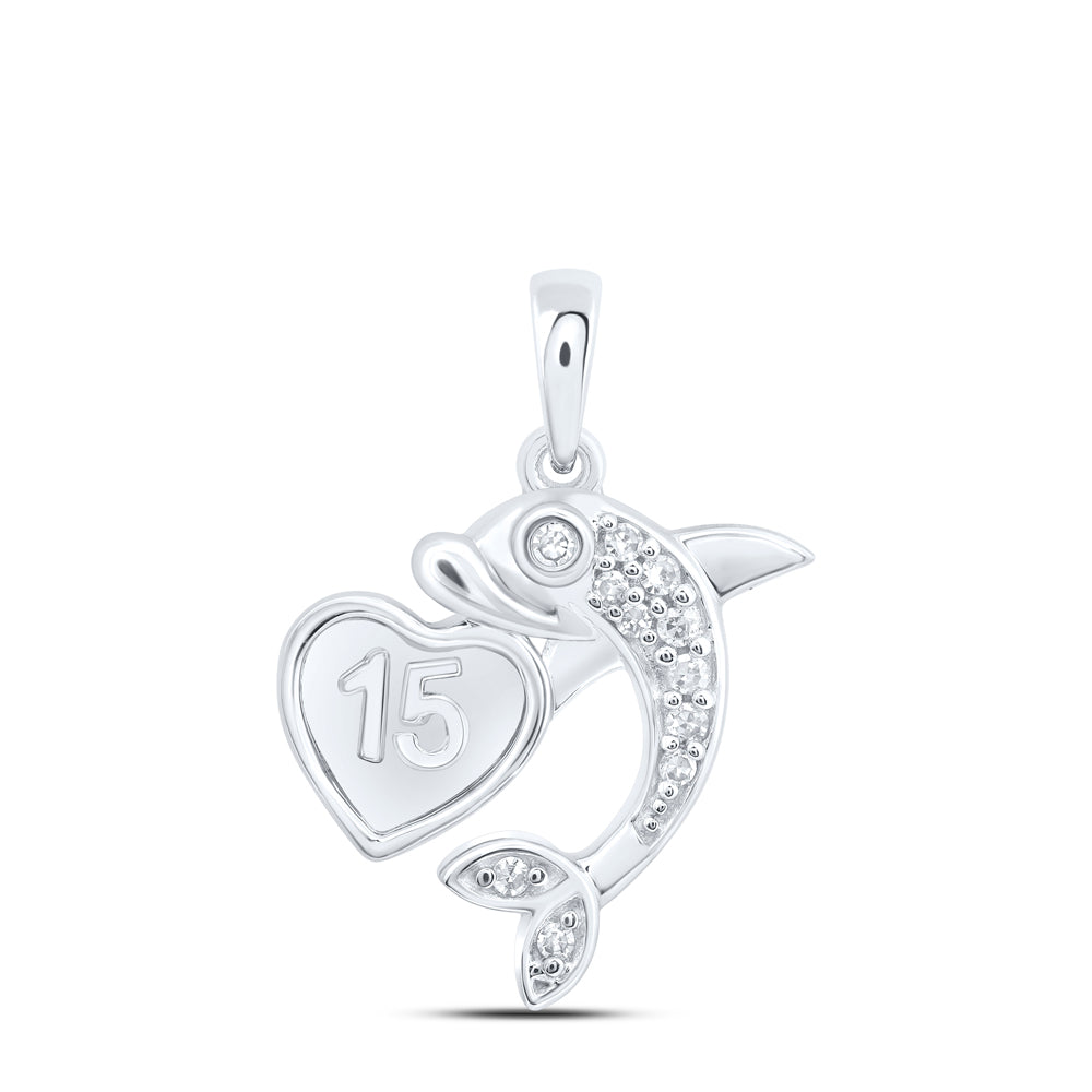 10Kt Gold 1/20Ctw-Dia Nk Gift Heart Dolphin Pendant