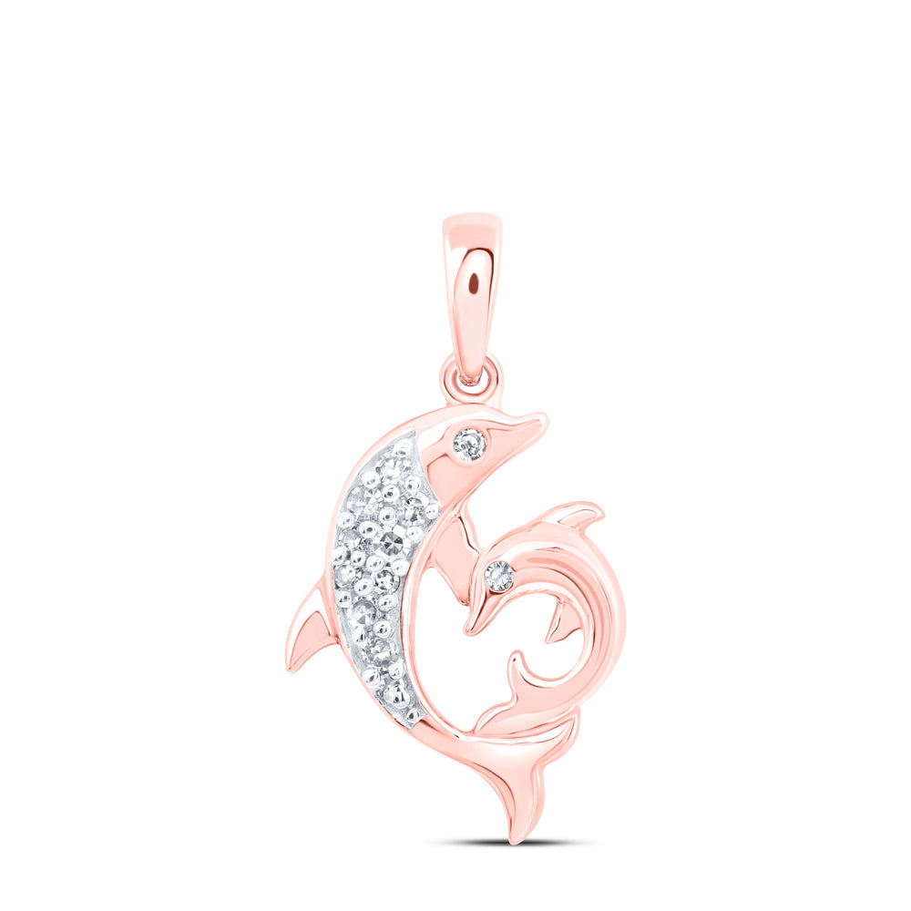 10Kt Gold 1/12Ctw-Dia Nk Gift Dolphin Pendant