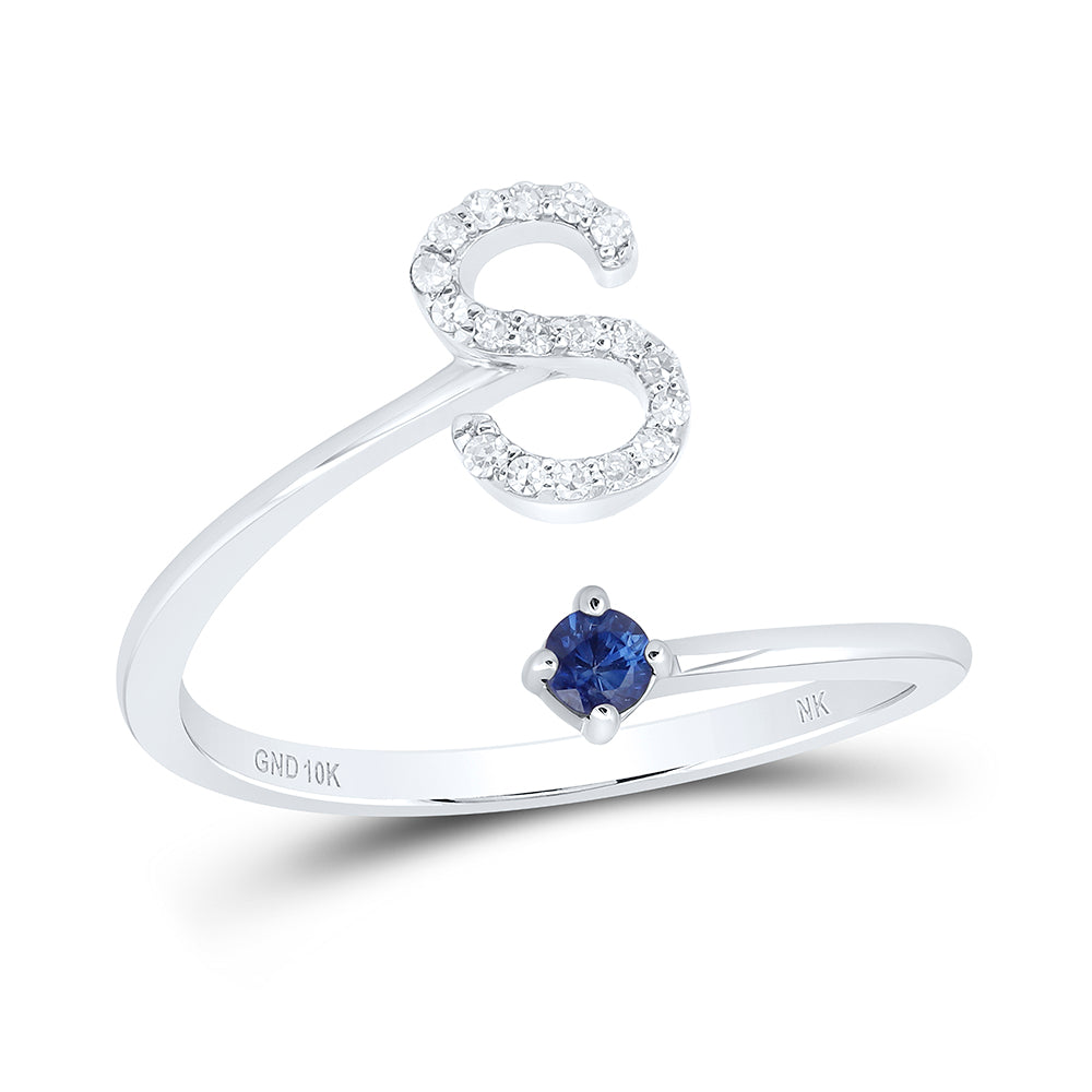 1/12Ctw-Nat Dia Nk 2.5Mm Rd-Bs Nat Gem Initial "S" Ladies Ring (1.73 grams)