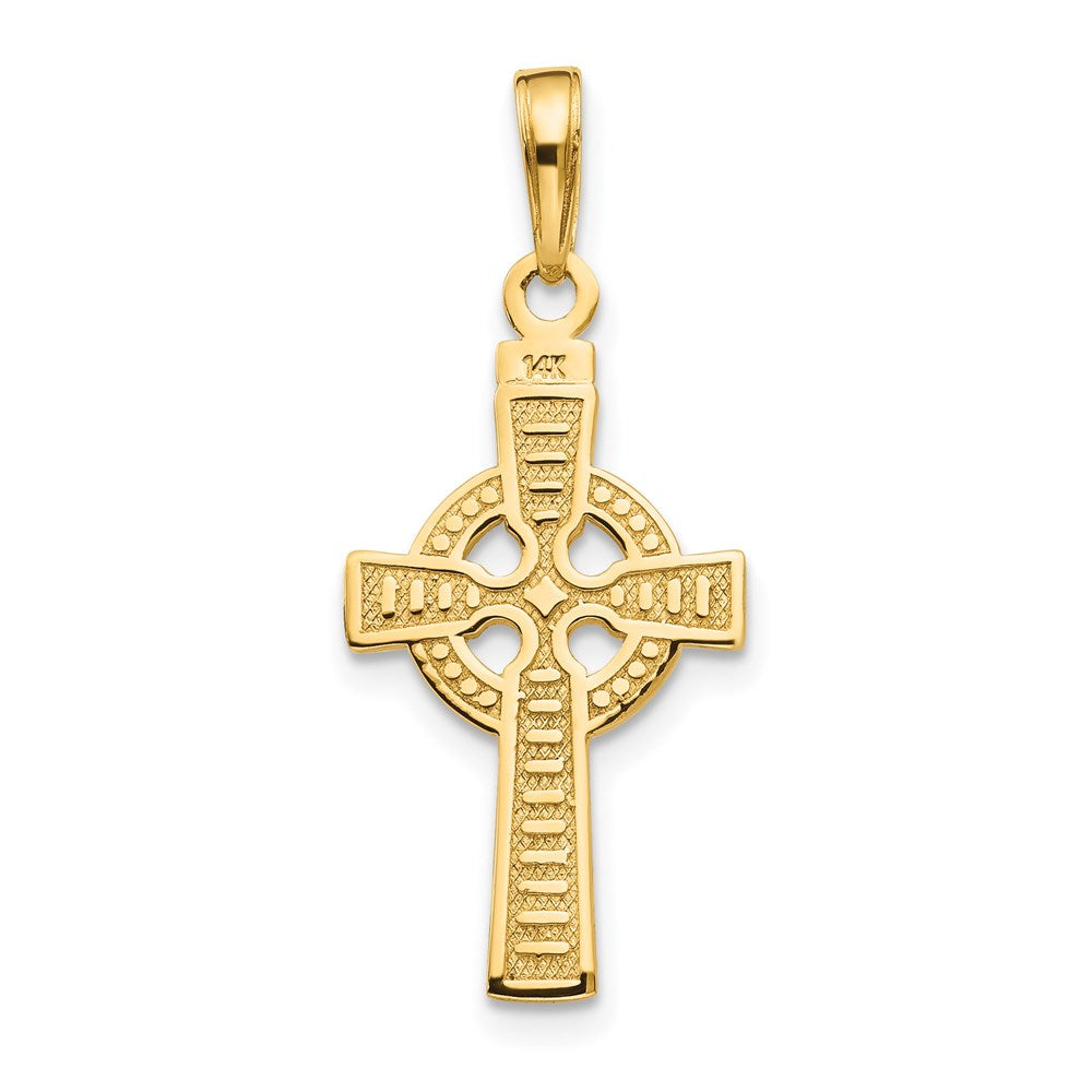 14k Yellow Gold 13 mm Reversible GOD IS LOVE Celtic Cross Pendant (0.99 grams)