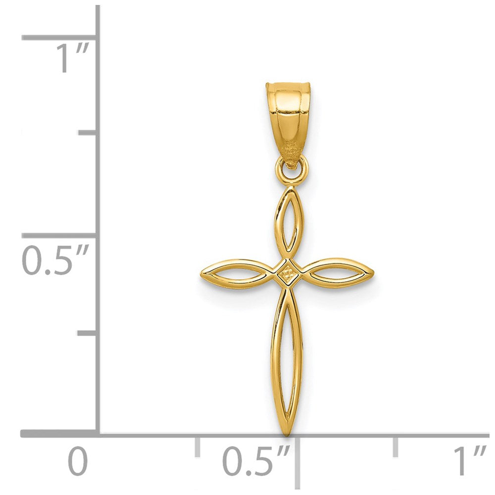 14k Yellow Gold 12 mm Passion Cross Charm (0.35 grams)