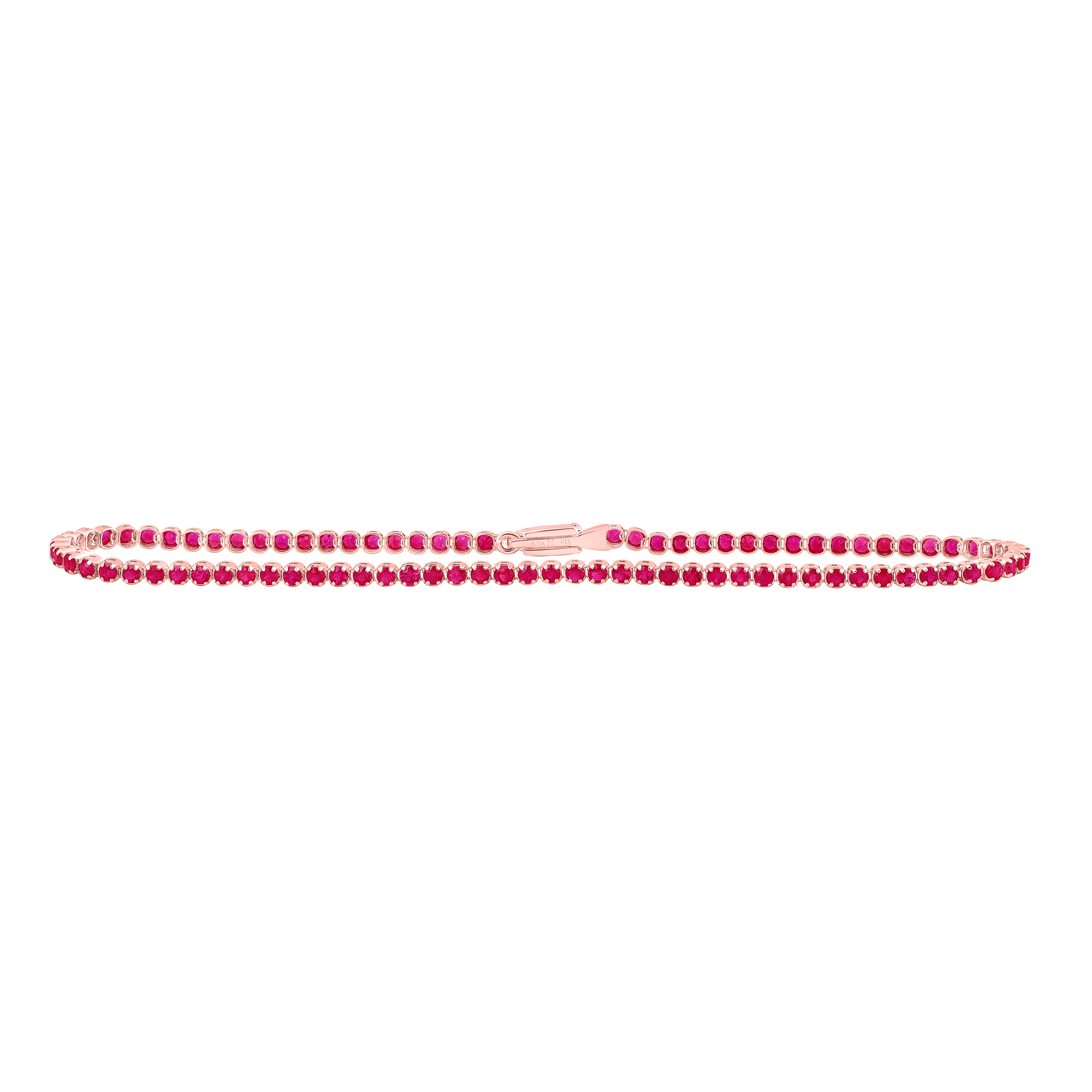 14Kt Gold 2Ctw-Dia Rd-Ruby Nat Gem Tennis Bracelet (7 Inch)