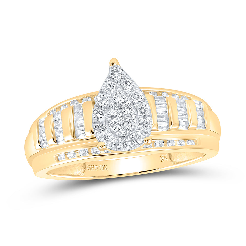 1/2Ctw-Nat Dia Nk Pear  Fashion Ring (3.33 grams)