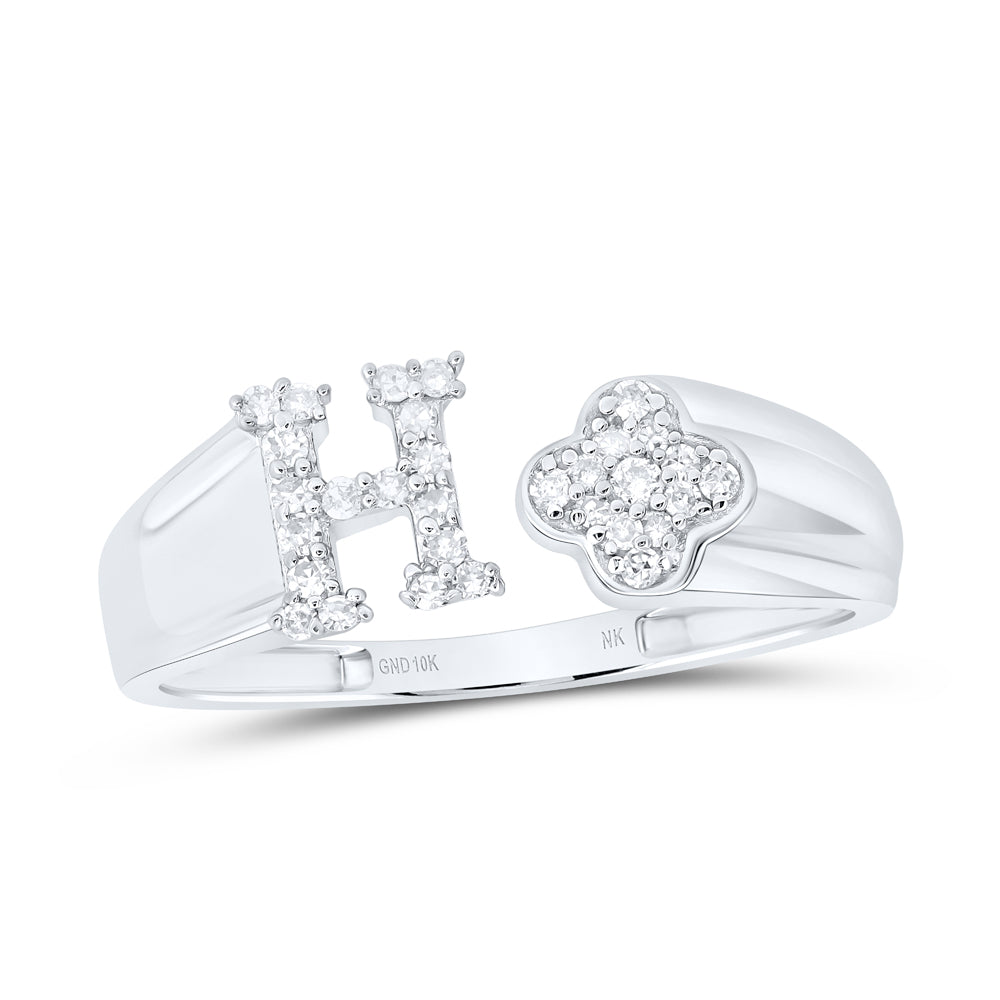 1/8Ctw-Nat Dia Nk Gift Initial "H" Ladies Ring (1.53 grams)