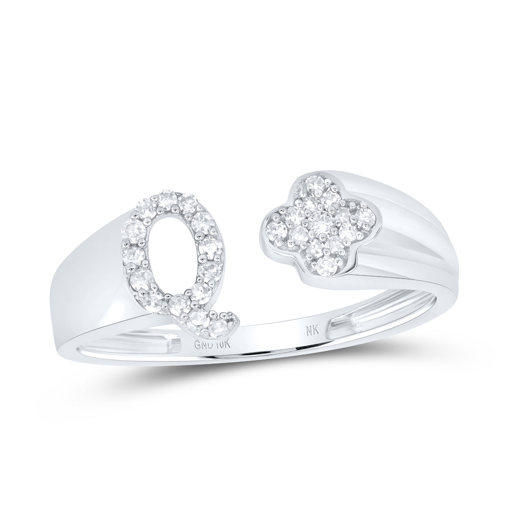 1/8Ctw-Nat Dia Nk Gift Initial "Q" Ladies Ring (1.5 grams)
