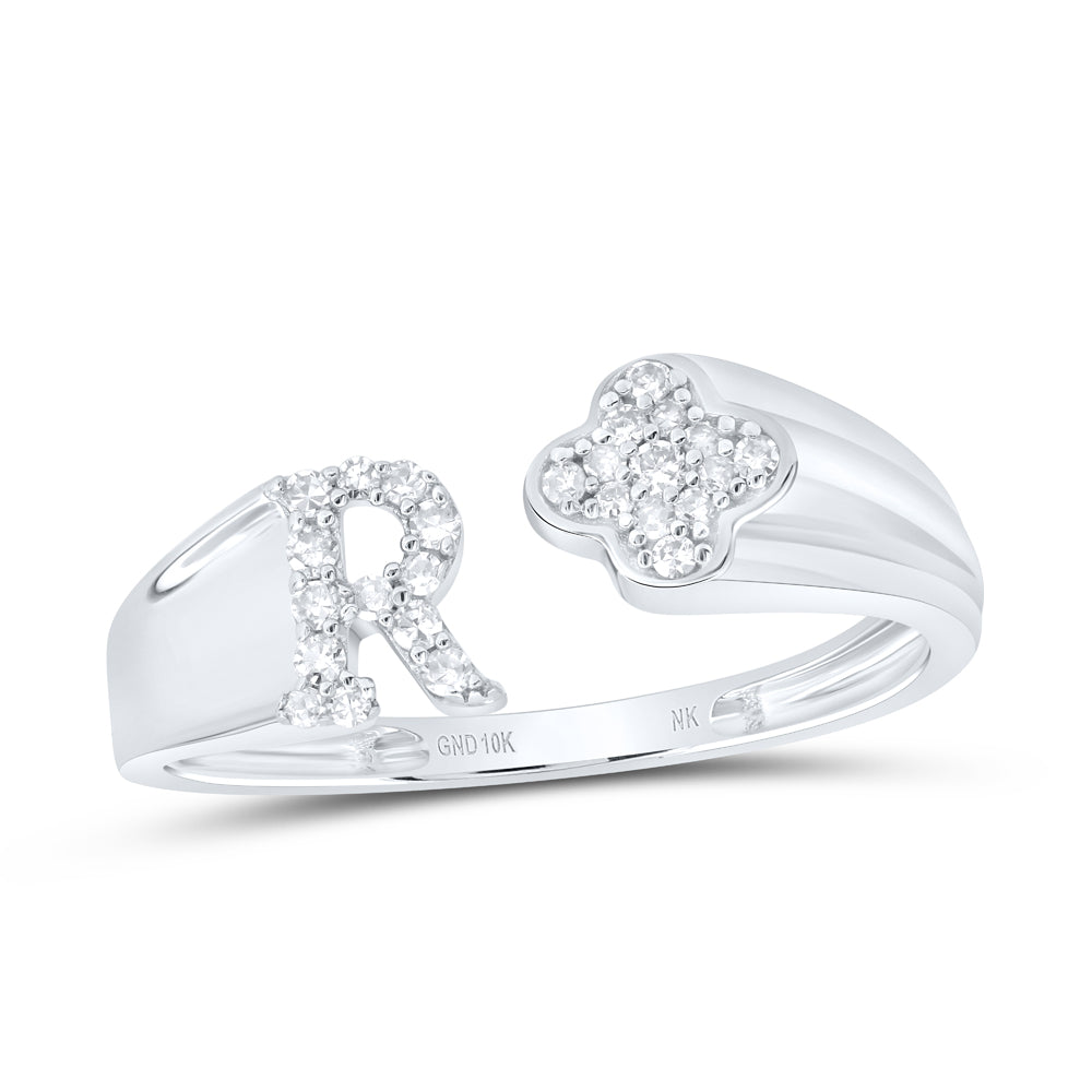 1/8Ctw-Nat Dia Nk Gift Initial "R" Ladies Ring (1.53 grams)