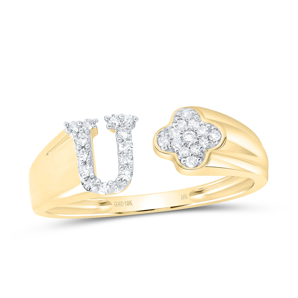 1/8Ctw-Nat Dia Nk Gift Initial "U" Ladies Ring (1.68 grams)