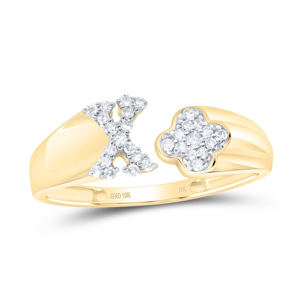 1/8Ctw-Nat Dia Nk Gift Initial "X" Ladies Ring (1.4 grams)