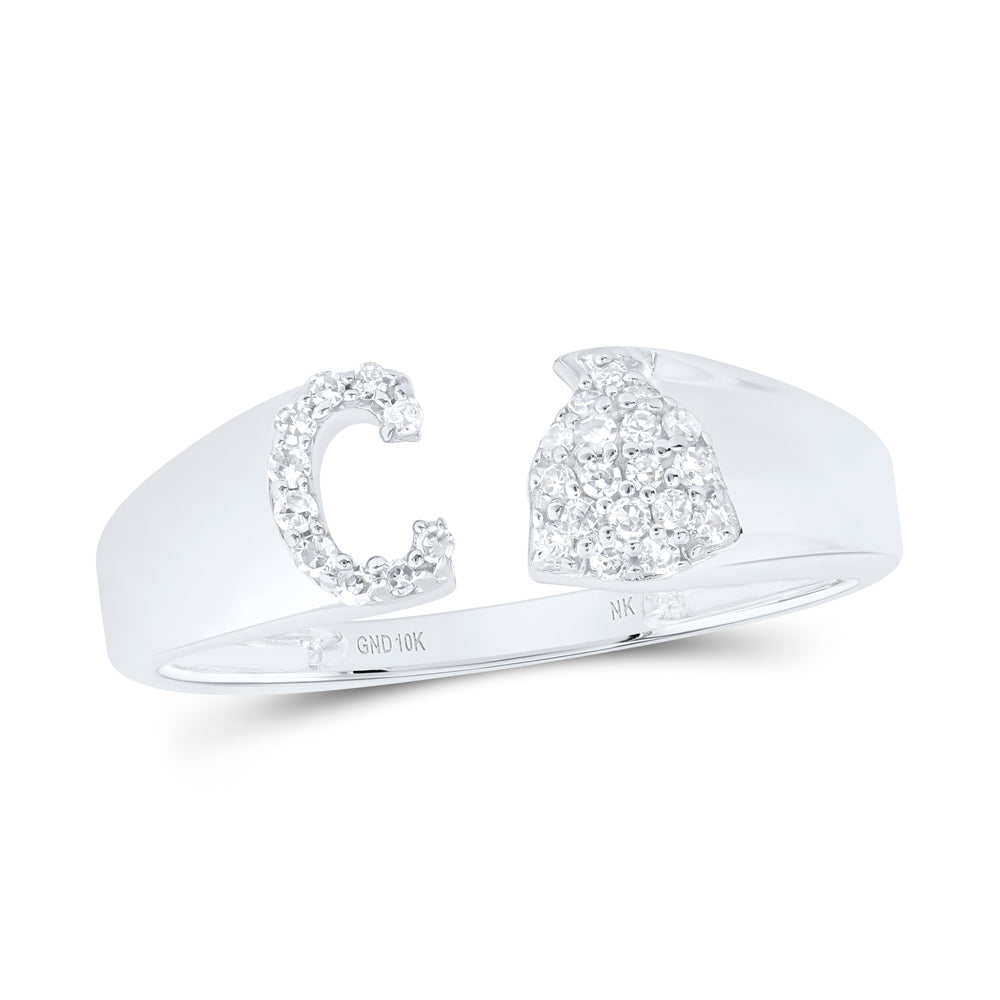 1/8Ctw-Nat Dia Nk Gift Initial "C" Ladies Ring (1.58 grams)