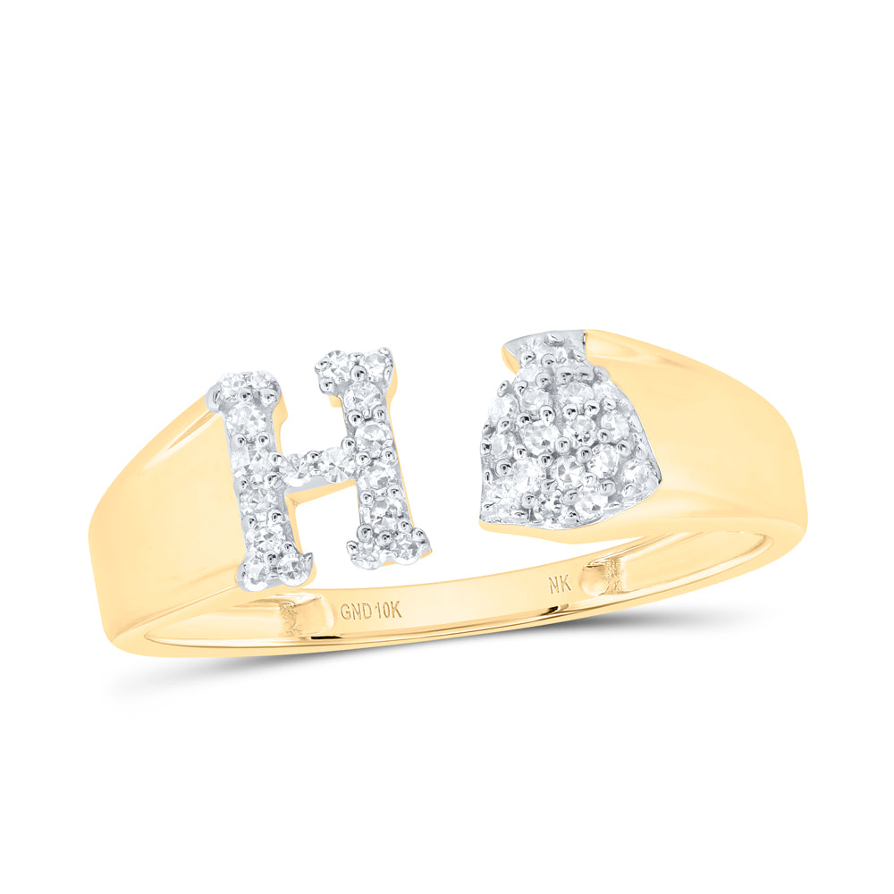 1/8Ctw-Nat Dia Nk Gift Initial "H" Ladies Ring (1.65 grams)