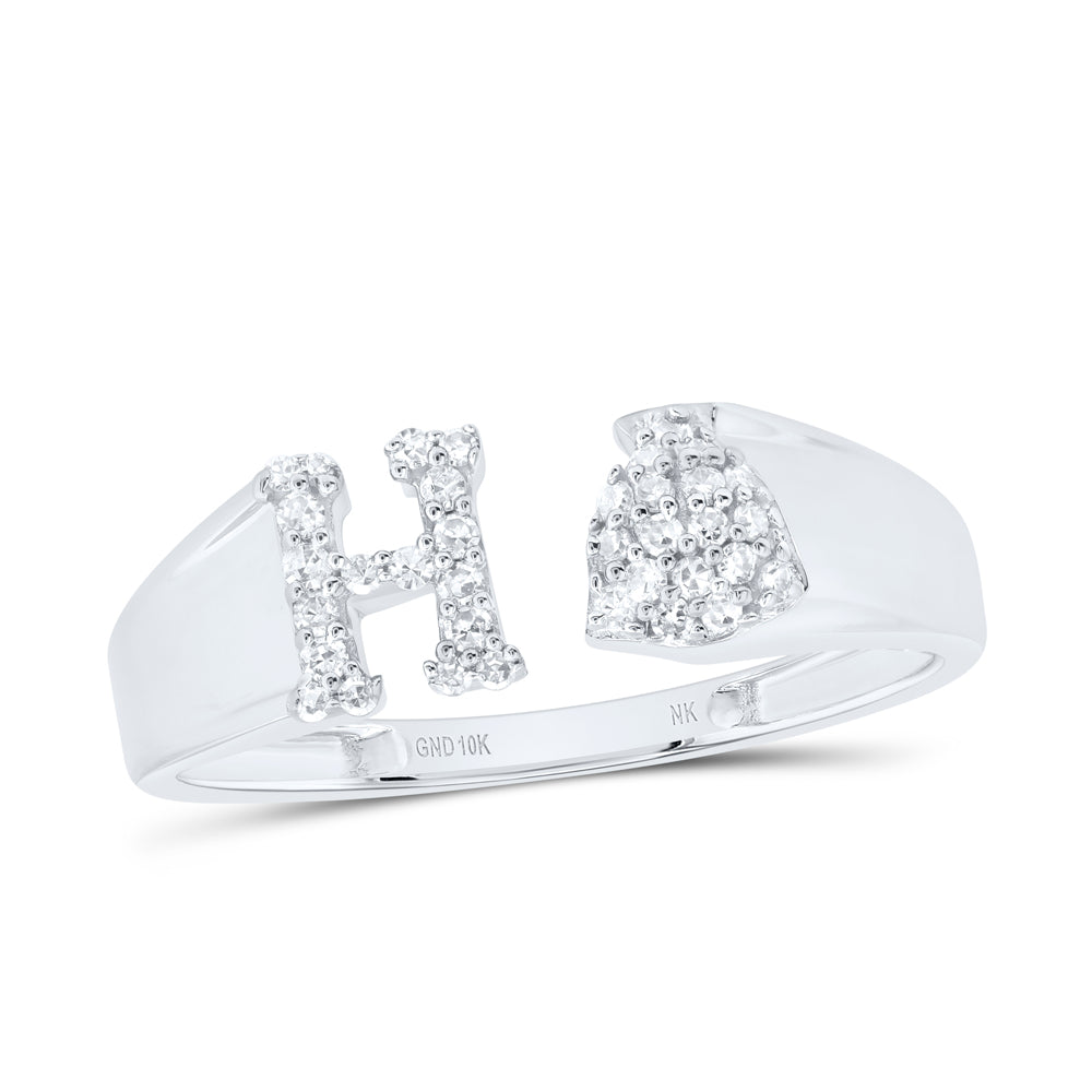 1/8Ctw-Nat Dia Nk Gift Initial "H" Ladies Ring (1.65 grams)