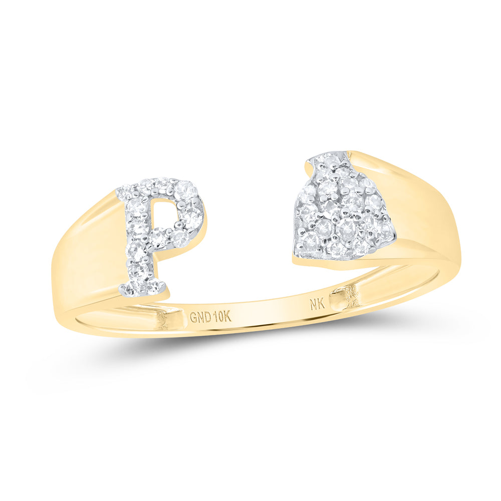 1/8Ctw-Nat Dia Nk Gift Initial "P" Ladies Ring (1.57 grams)