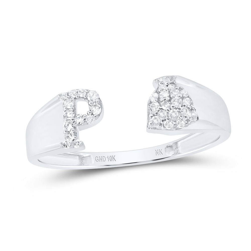 1/8Ctw-Nat Dia Nk Gift Initial "P" Ladies Ring (1.61 grams)