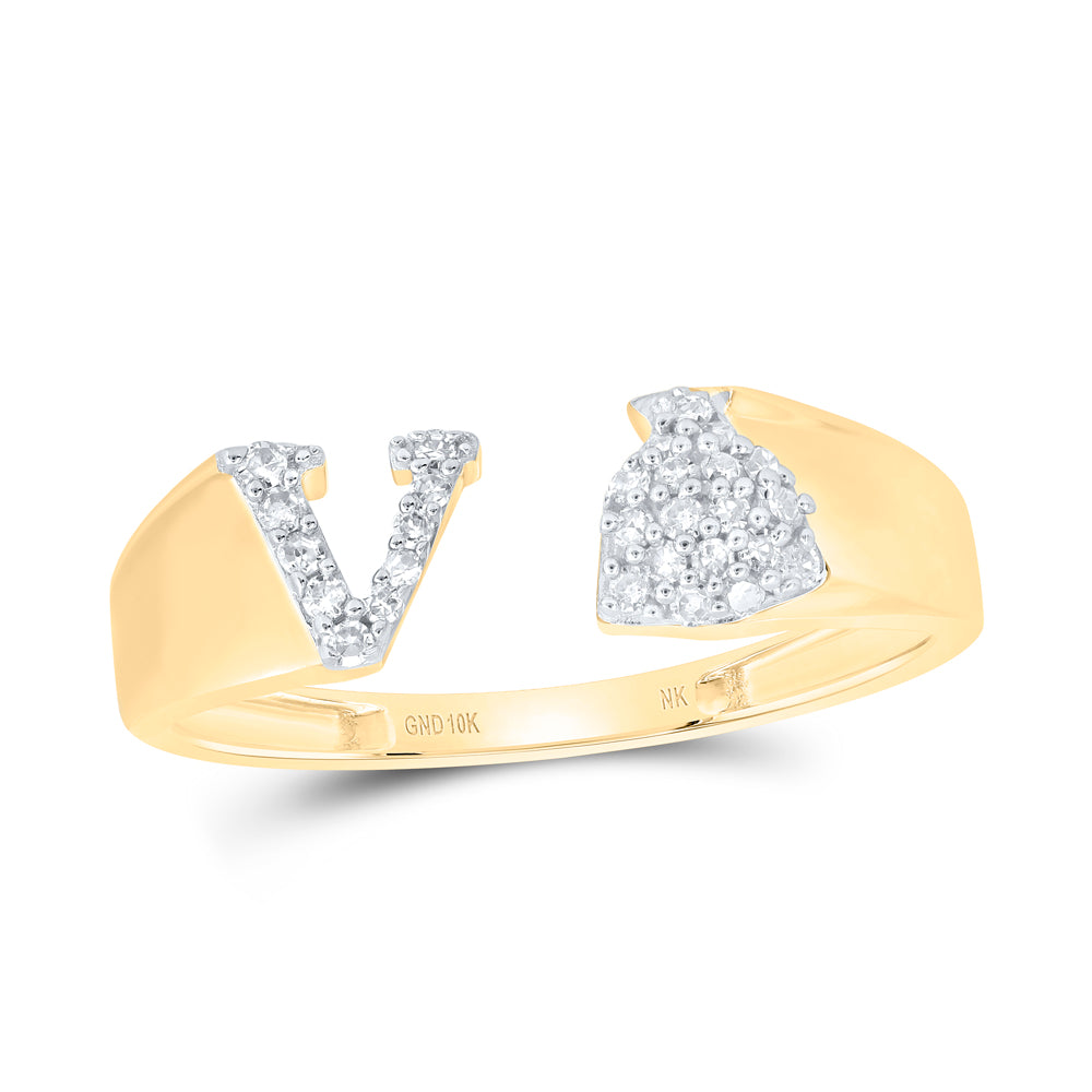 1/8Ctw-Nat Dia Nk Gift Initial "V" Ladies Ring (1.73 grams)
